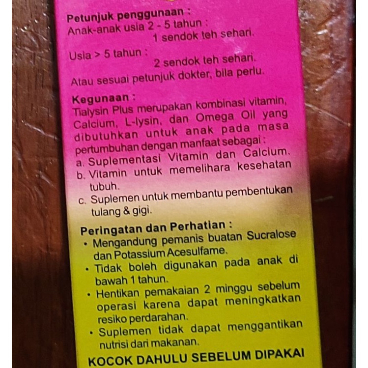 Tialysin Plus 60 ML / Tumbuh Kembang Anak / Pertumbuhan Tulang dan Gigi