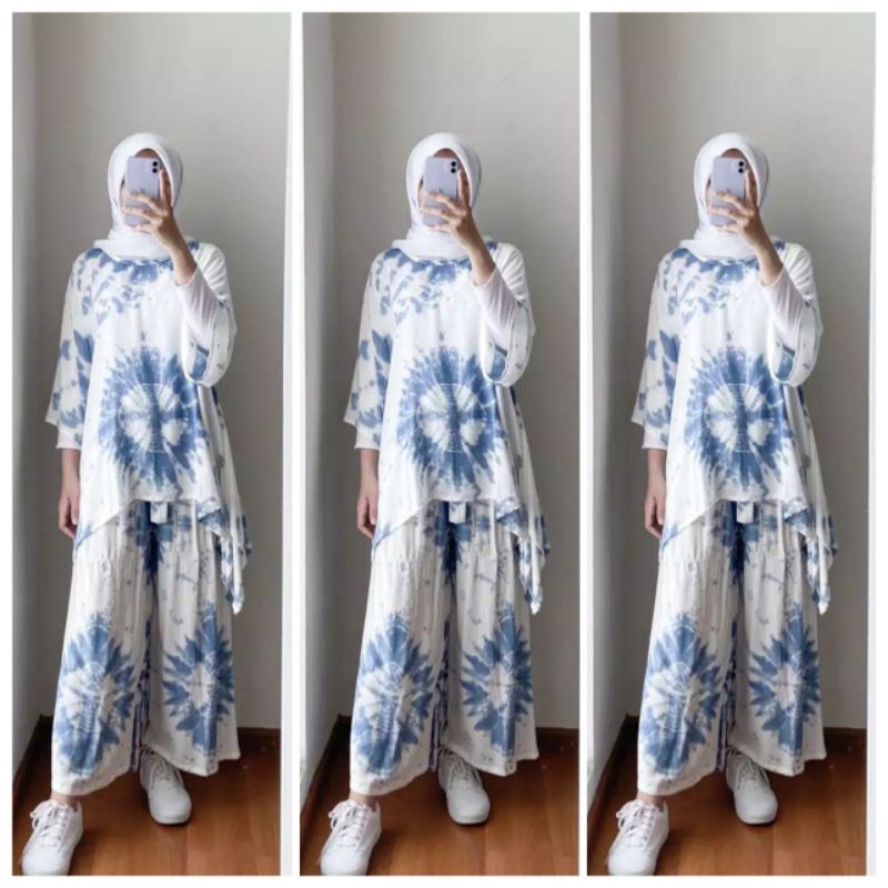 Setelan Wanita Kekinian Waka Jumbo One Set Rayon Shibori Baju Tidur Perempuan Dewasa Termurah