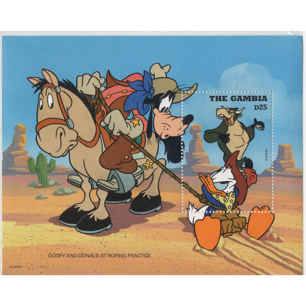 

Promo Prangko Gambia Donald Goofy as Cowboy SS MNH