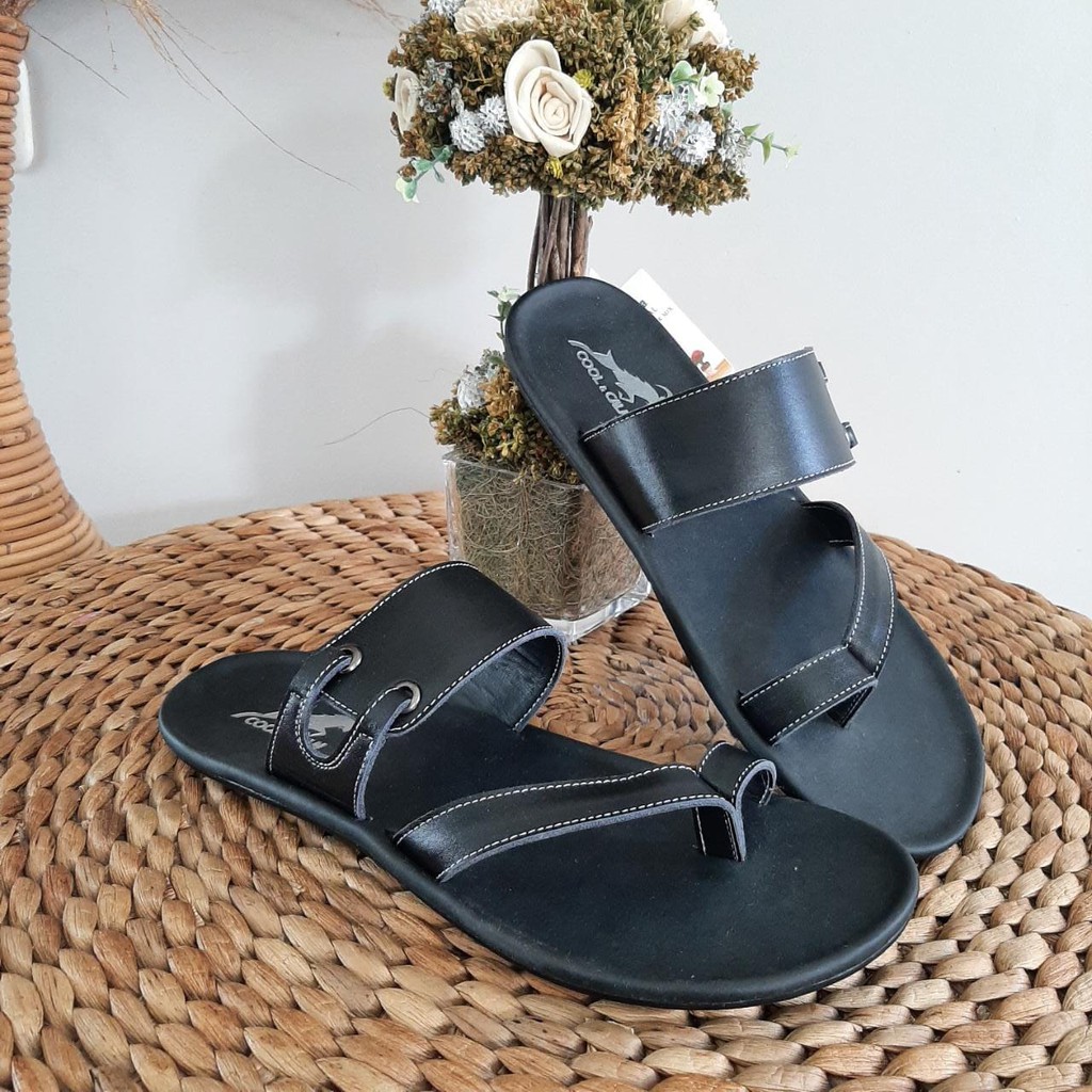 Sandal Pria Casual Kulit Terbaru Sendal Cowok Asli Garut