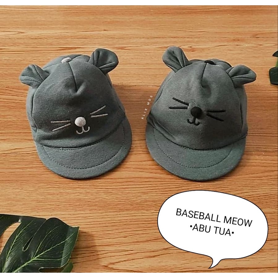 Topi Bayi Laki-Laki Motif Baseball Meow / Topi Anak Bayi Usia 0-2 Tahun-6