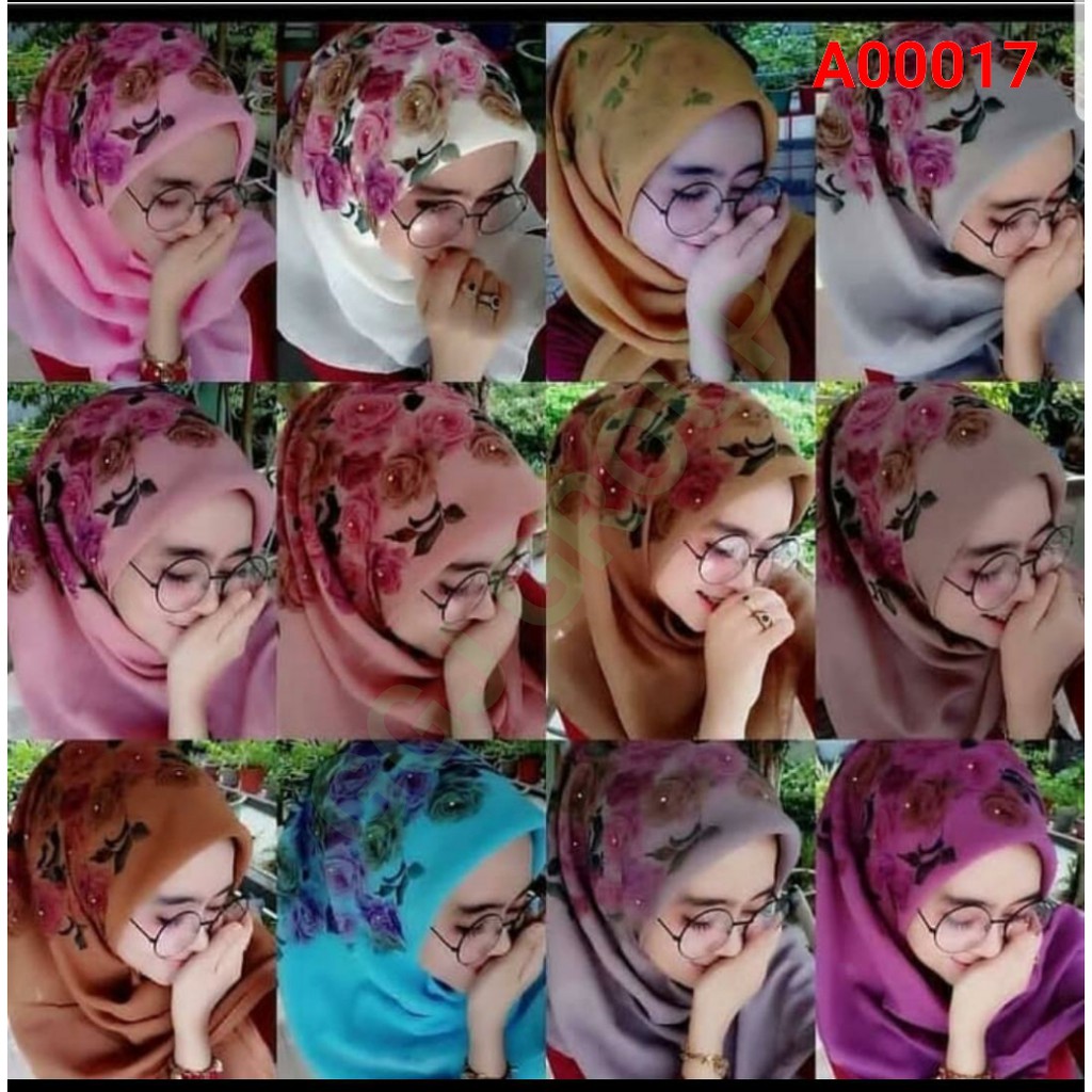 A ( A00017 ) KERUDUNG / HIJAB / JILBAB BELLA PRINTING RAWIS SEGI EMPAT / HARGA GROSIR