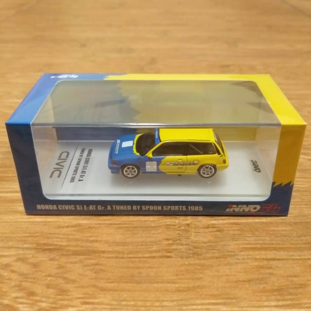 Diecast Miniatur Inno64 Inno Models Honda Civic Wonder Si E AT Tuned by Spoon Sports Racing 1985 Ori