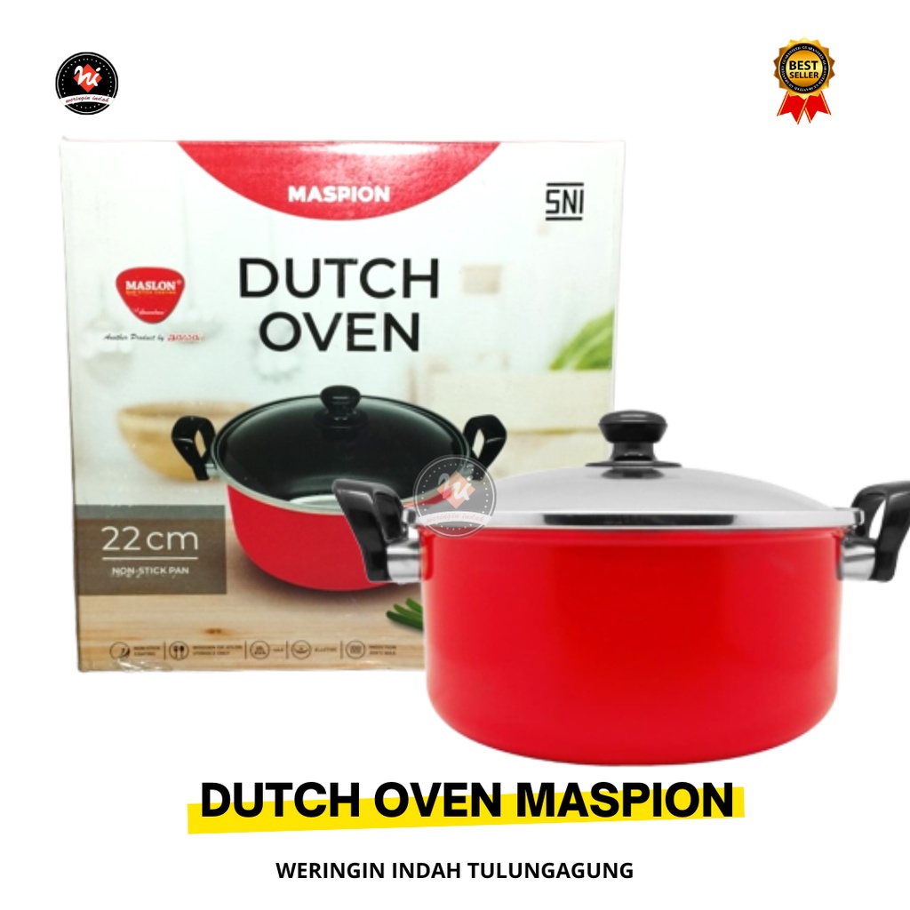 MASPION PANCI DUTCH OVEN HANDLE EBONIT ANTI LENGKET UKURAN 18  20 CM / PANCI BESI BAJA SERBAGUNA / P