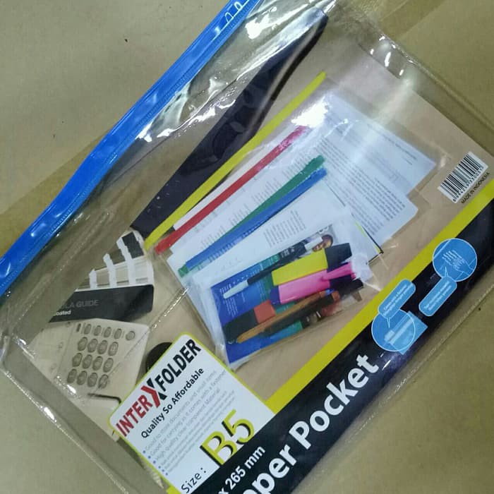 

Zipper pocket B5 tanpa lubang Interx