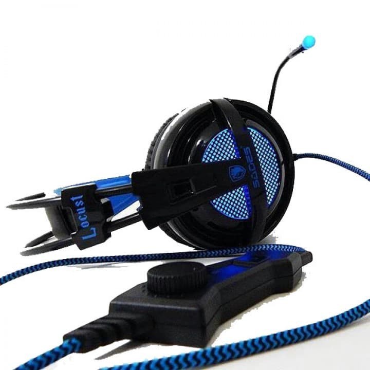 Headset gaming sades wired usb 7.1 surround sound led with mic locust sa-704 - Headphone sa704