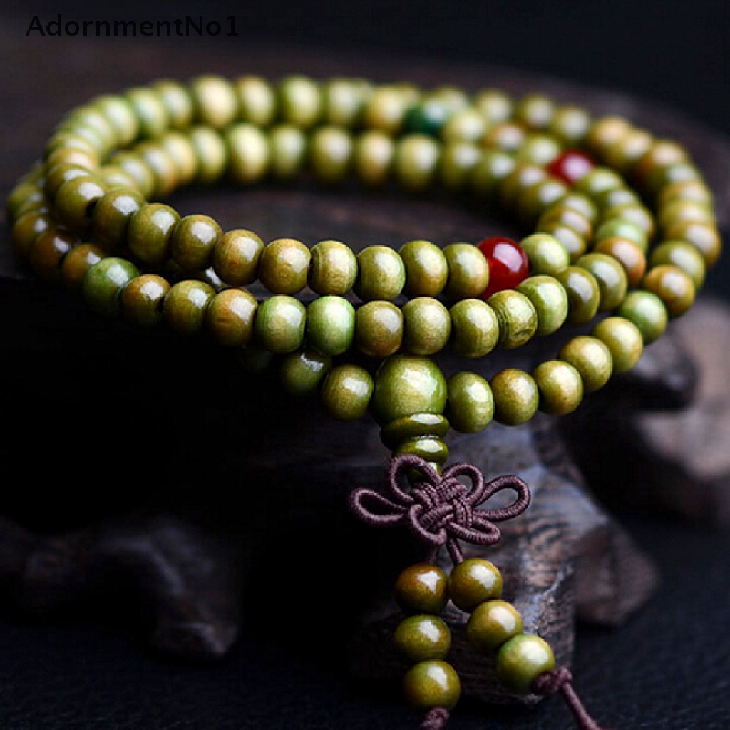 (AdornmentNo1) Kalung Doa Buddha Tibet 108 Manik-Manik Kayu Cendana