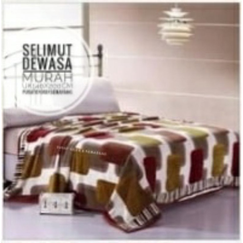 Selimut Dewasa Murah MORIA Abstrak Leaf Polkadot Flower Bvrbery Reindeer Could Moon Star Awan Rusa-Red and Green Square