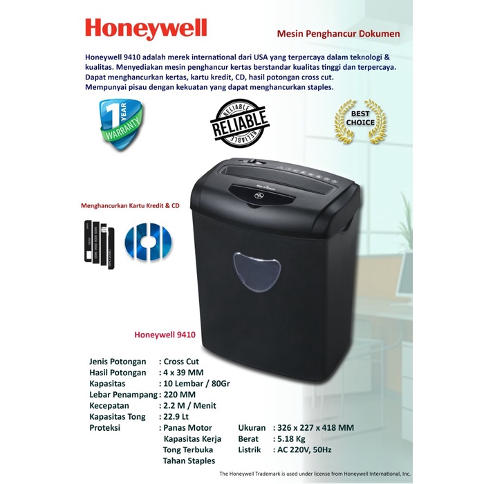 MESIN PENGHANCUR KERTAS | HONEYWELL 9410 | ORIGINAL GARANSI RESMI