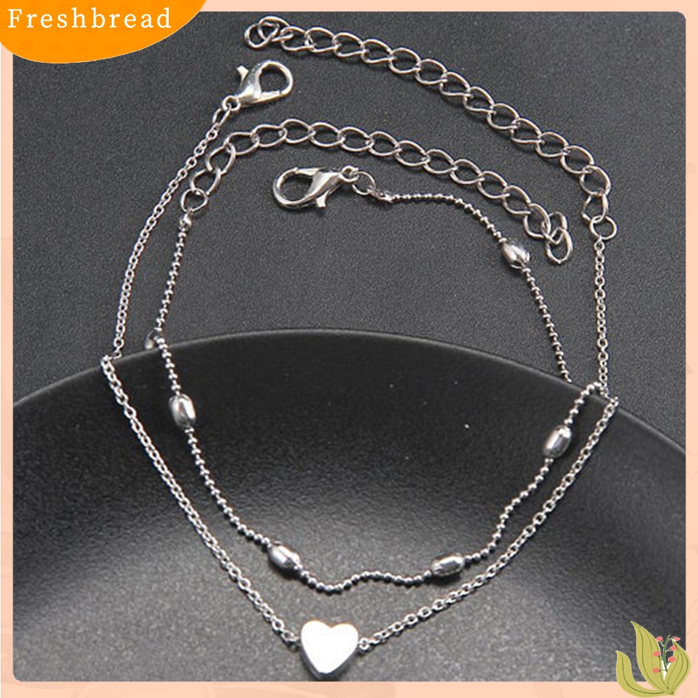 Terlaris Double Layer Love Heart Charm Anklet Women Sandal Barefoot Ankle Bracelet Gift