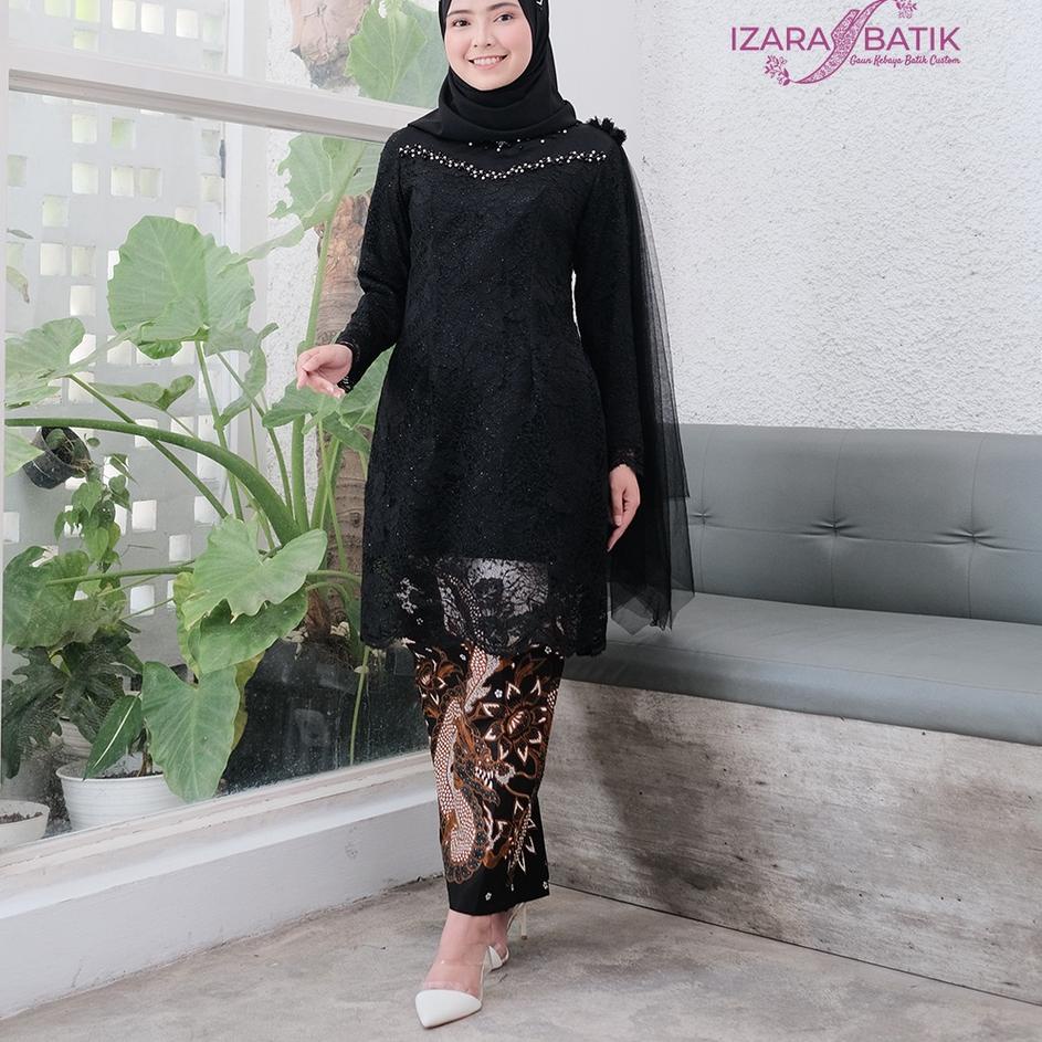 Bagus Banget.. Couple Adelia Hitam - Gaun Kebaya Batik Modern