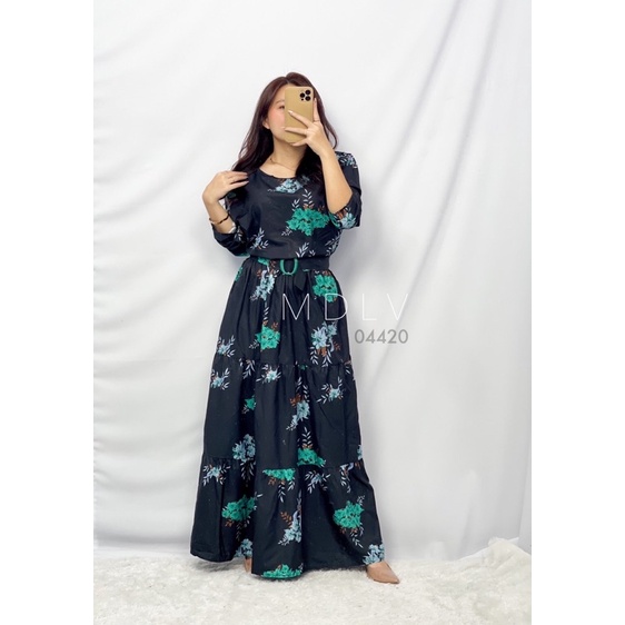 MDLV ~ 04420 Karina Floral Maxi Dress Premium Gamis Maxi Dress Muslim Fashion Muslim Fashion Import