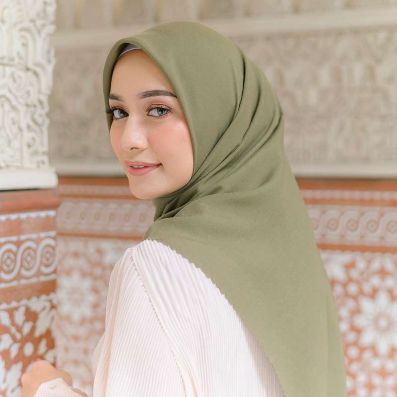 Baru Kerudung Segiempat warna hijau pupus matcha greentea hijab jilbab bella square lasercut