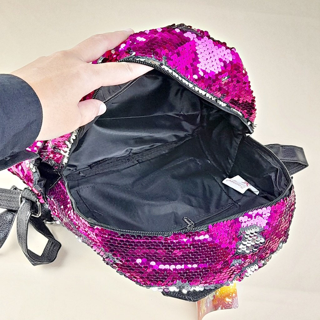 Tas Ransel Usap Anak TK SD Paud Manik Sequin Bling Bling Karakter Import TAS106