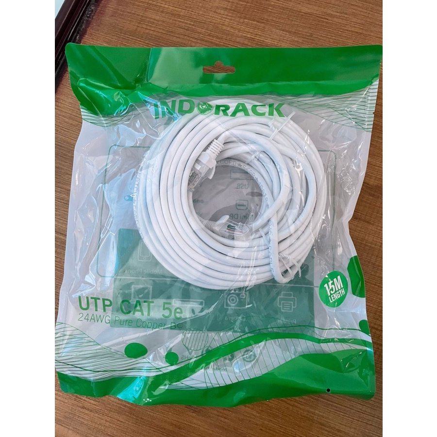 INDORACK C515W 15 Meter Kabel Lan CAT5e UTP Patch Cord Cable -WHITE