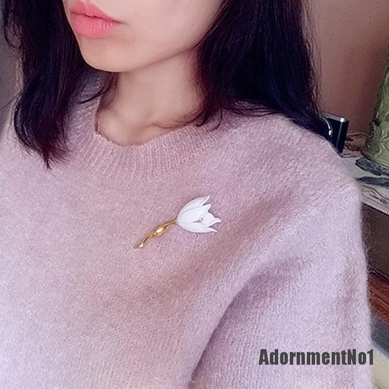 (Adornmentno1) Bros Pin Enamel Desain Bunga Tulip Untuk Dekorasi Kerah Kemeja / Scarf