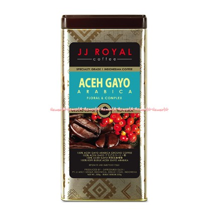 JJ Royal Aceh Gayo Arabica 200gr Ground Coffee Kopi Bubuk Murni Kemasan Kaleng Jjroyal Atjeh Sumatera