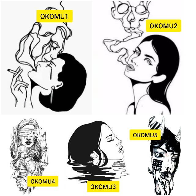 Tato Temporer Wanita Karakter pendekar aesthetic Stiker Tato Minimalis - OKOMU