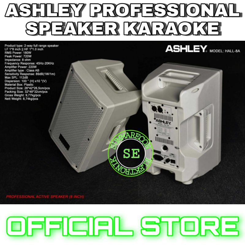 speaker aktif 8 inch original ashley hall 8a speaker karaoke