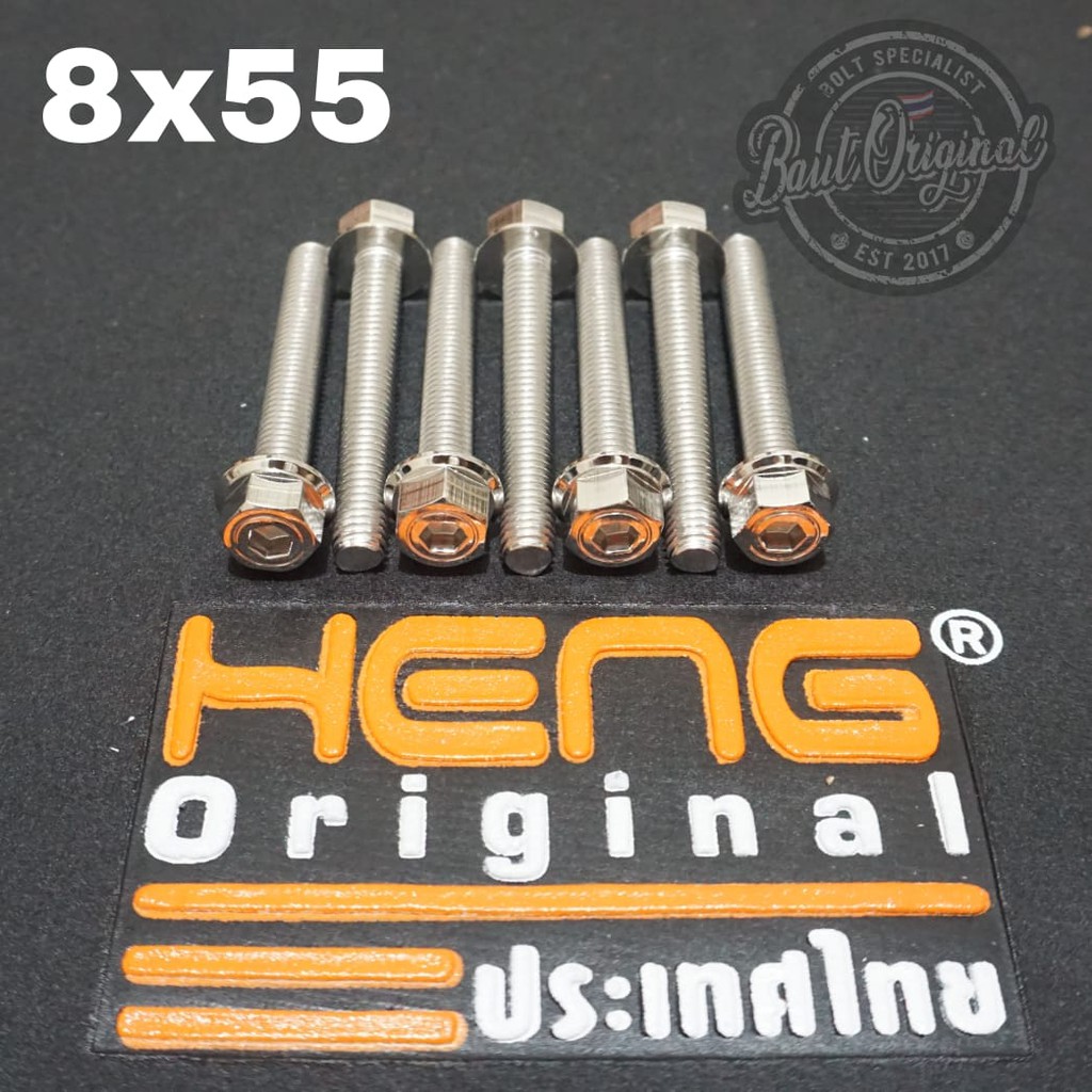 baut probolt 2kunci 2 kunci stainless 8x55 drat 12 panjang 5.5cm original heng thailand silver