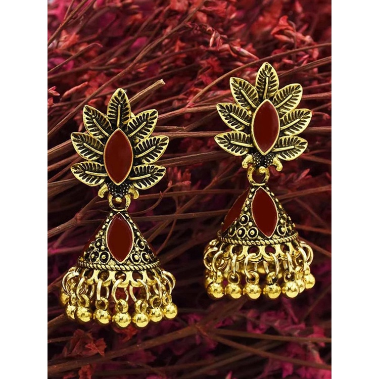 Anting Tusuk Gantung Bahan Metal Warna Gold Desain Bunga Gaya Vintageindiangipsibohoetnik Untuk Wanita