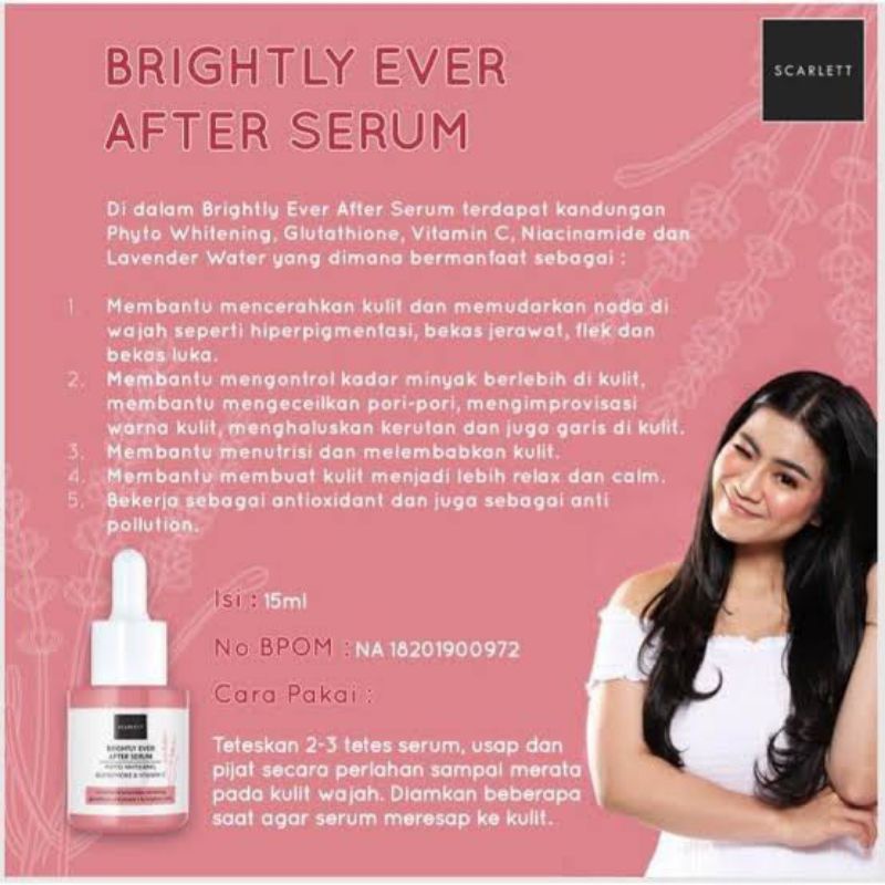 Scarlett whitening Serum Pemutih Perawatan Pencerah Wajah Glowing Penghilang Bekas Jerawat Original