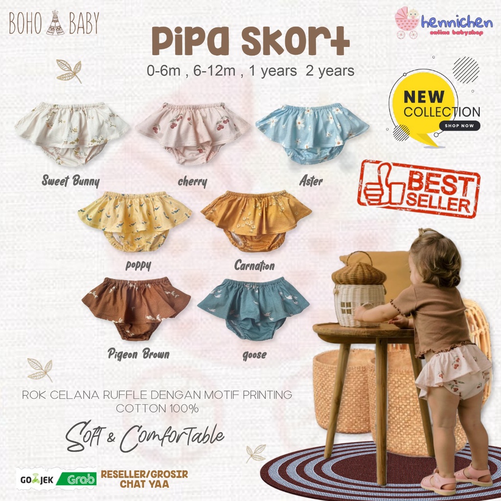 PROMO 7.7 PROMO BAJU LEBARAN BOHO BABY PIPA SKORT / BLOOMERS ROK CELANA ANAK BOHOBABY BOHOPANNA 0-2 TAHUN