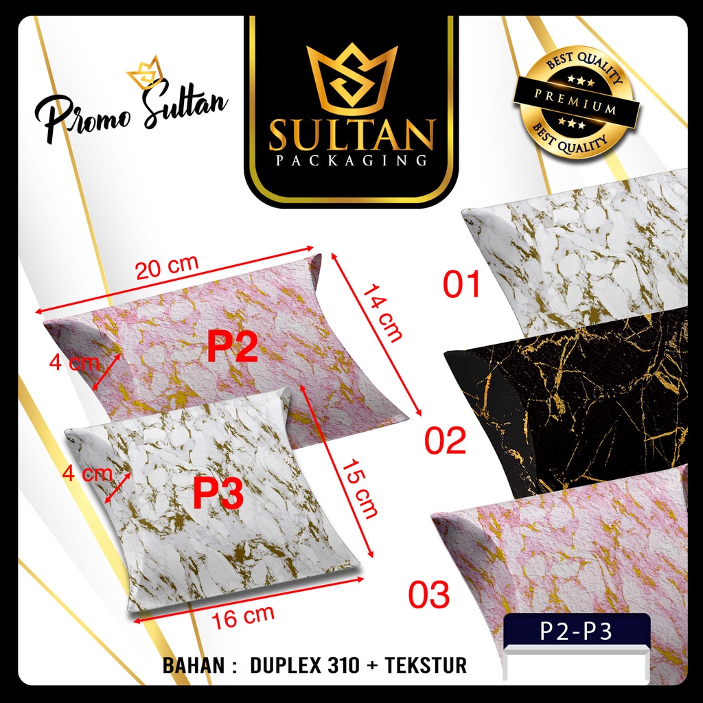 

Pillow Box - Souvenir Box Marble - Kotak Hadiah Kado Ulang Tahun - P2