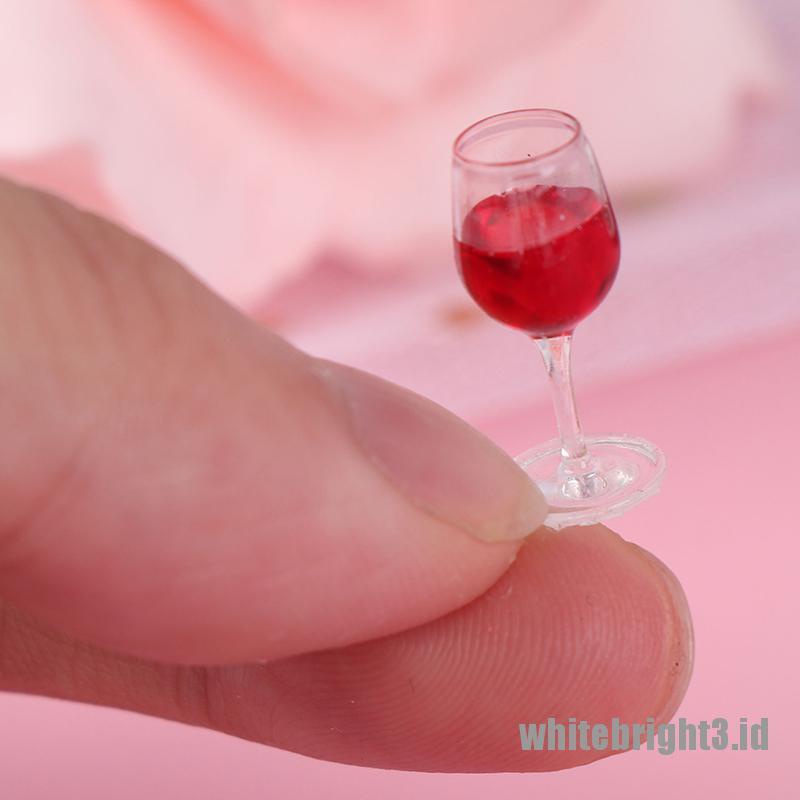 (white3) Miniatur Gelas Wine Skala 1: 12 Untuk Dekorasi Rumah Boneka