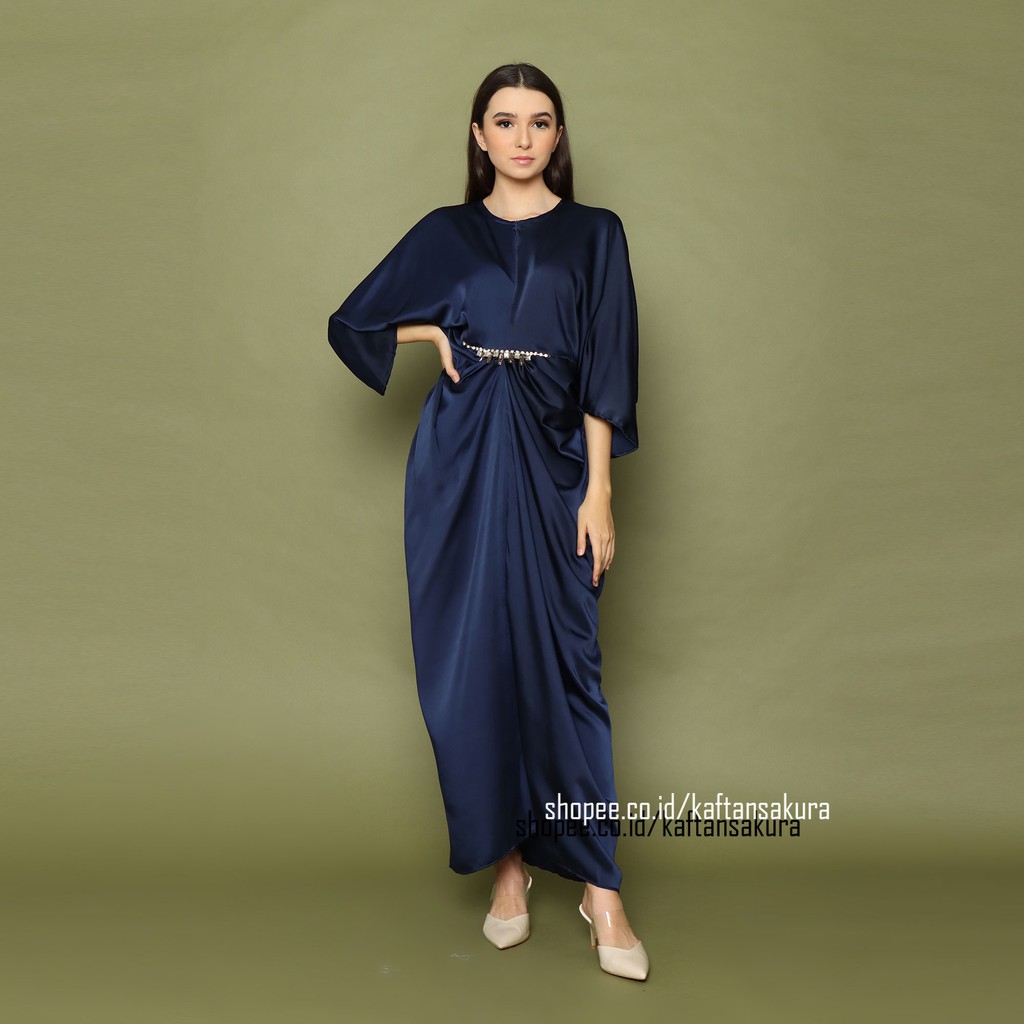 KAFTAN BUSUI SIMPLE PAYET WARNA NAVY TERLARIS , KAFTAN MURAH , KAFTAN LEBARAN