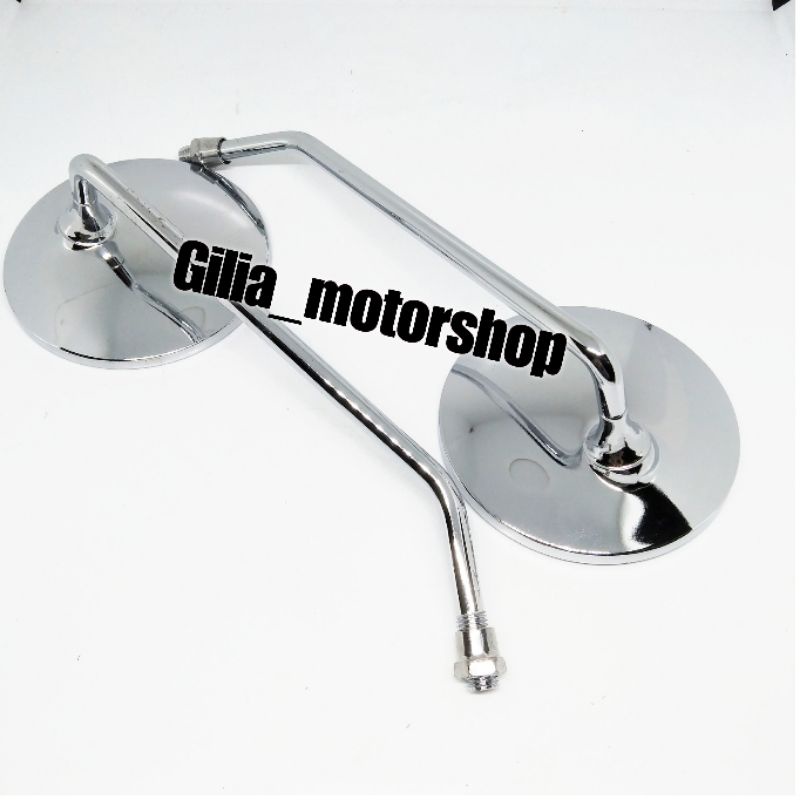 Spion Chrome Vespa Tangkai Panjang Besi Honda Yamaha Universal