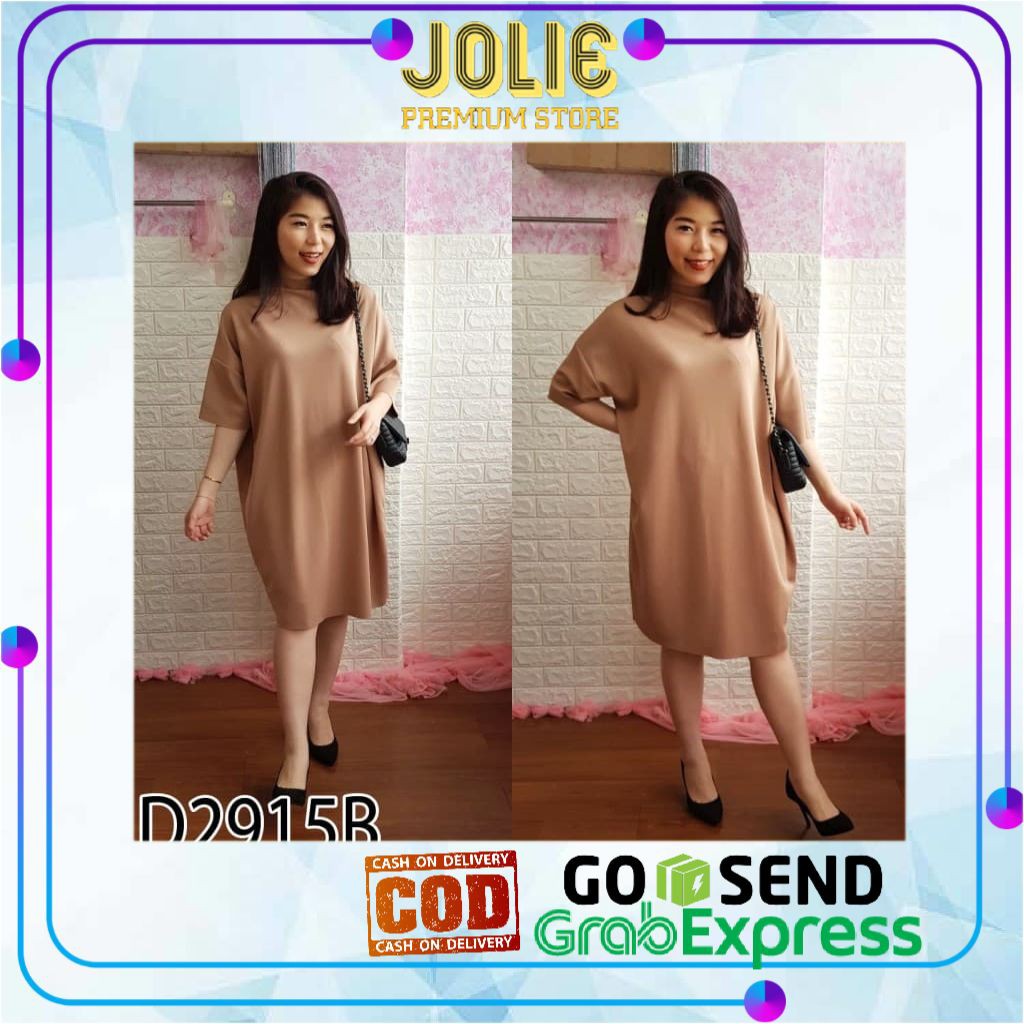 PREMIUM DRESS WANITA CASUAL BIG SIZE JUMBO POLOS SIMPLE BATWING D2915