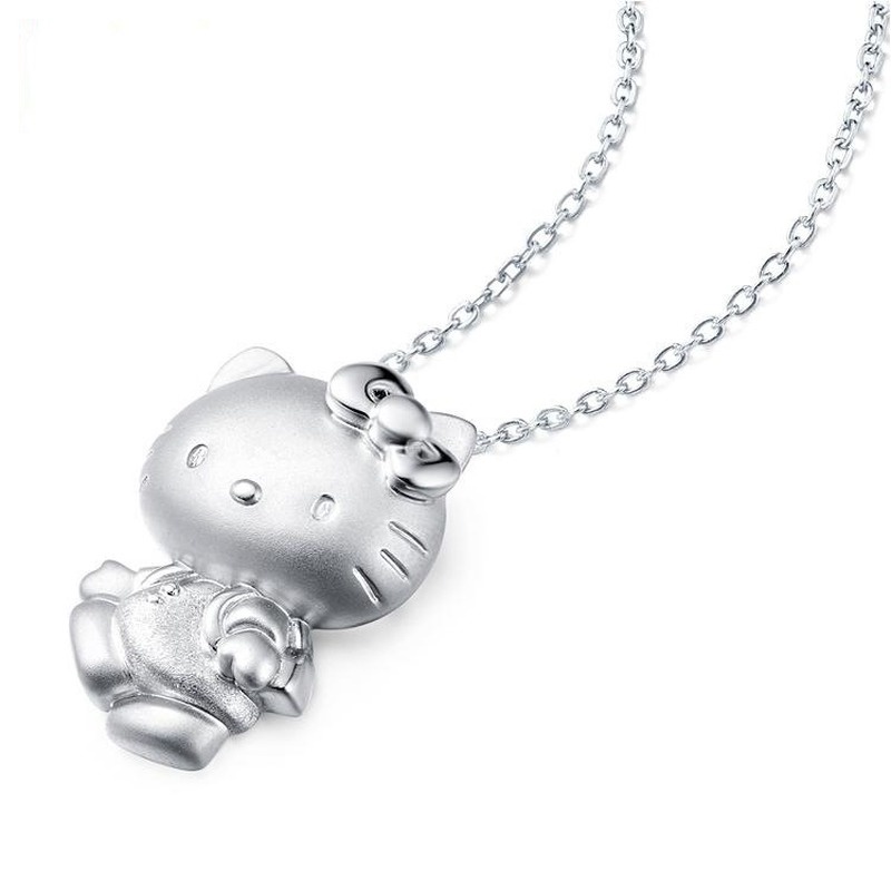 [Ready Stock]Cute Fashion Hellokitty Cartoon Pendant Silver Necklace