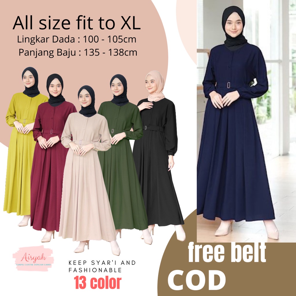 Gamis terbaru remaja wanita moscrepe all size  navy polos gaun wanita muslim kekinian abayya terbaru