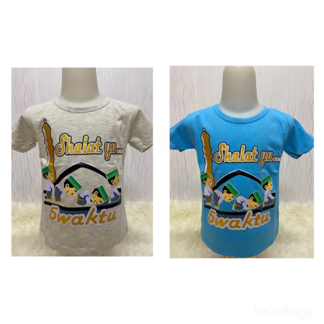 Kaos anak cowok (SHolat yuk 5 waktu) 2-9 tahun