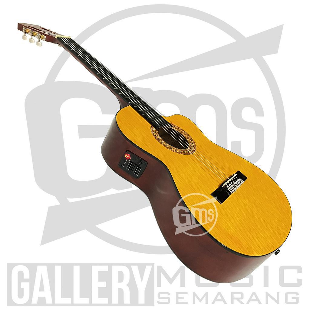 Gitar Klasik Elektrik Cutaway Nylon C315 Tanam Besi Gitar Klasik Elektrik Cutaway Equalizer Tuner Cowboy AW-11