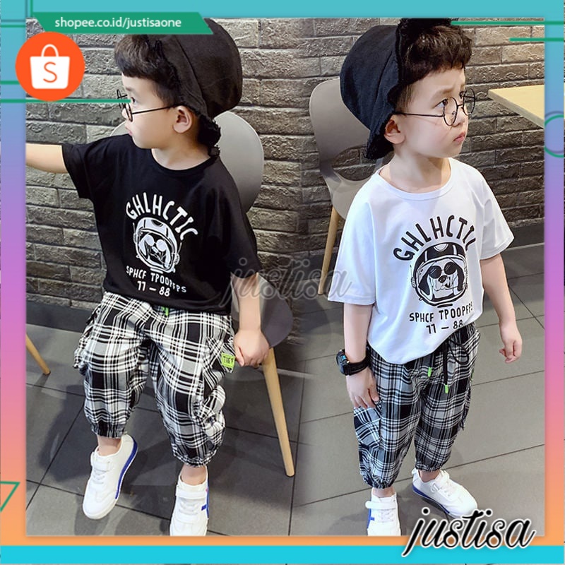 Promo !! Setelan baju anak cowok / setelan skull helm tpoop ukuran 1-3tahun / Setelan anak import / Baju anak cowok keren