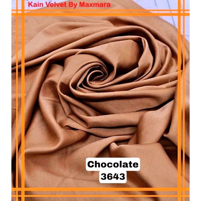 Bahan Multi Kain Satin saten Velvet maxmara Polos bridesmaid Meteran Super A Grade-3643 chocolate