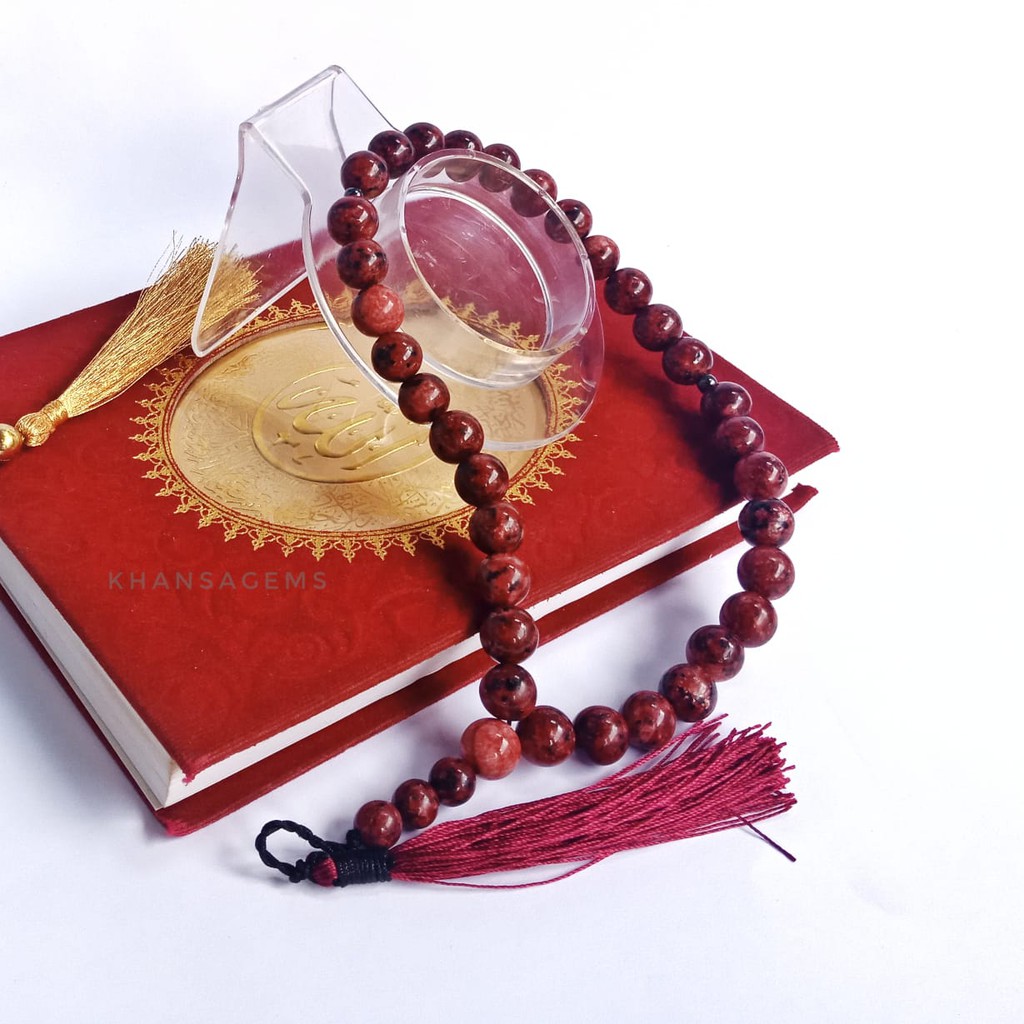 TASBIH BATU GIOK RED RUBI TANZNIA LIKE RED BORNEO DIM 10MM ISI 33 BUTIR AKSESORIES PERLENGKAPAN IBADAH SHOLAT DZIKIR FASHION MUSLIM