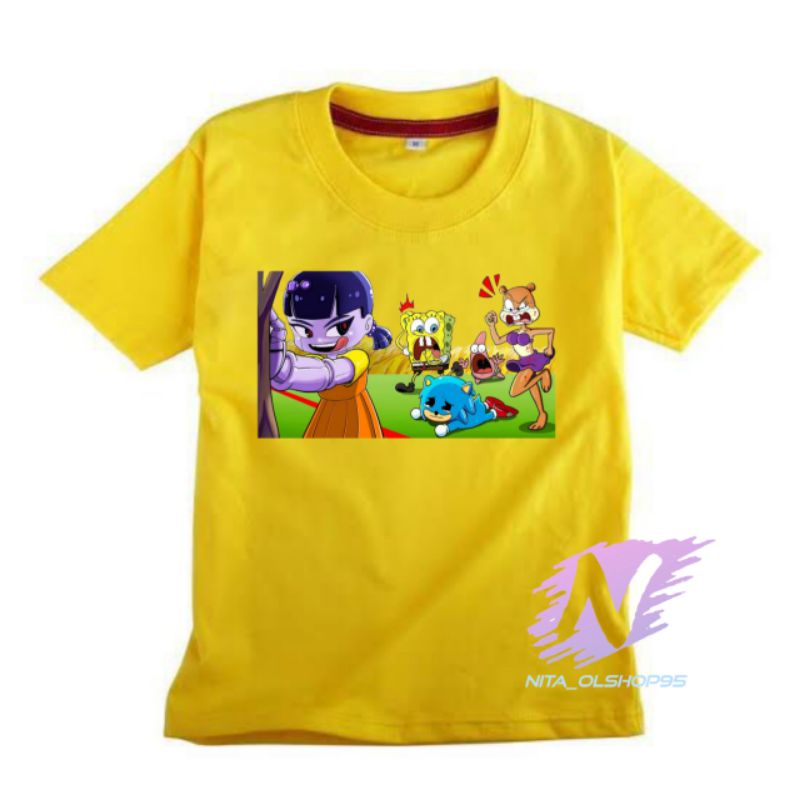 baju kaos anak Spongebob squid game terbaru
