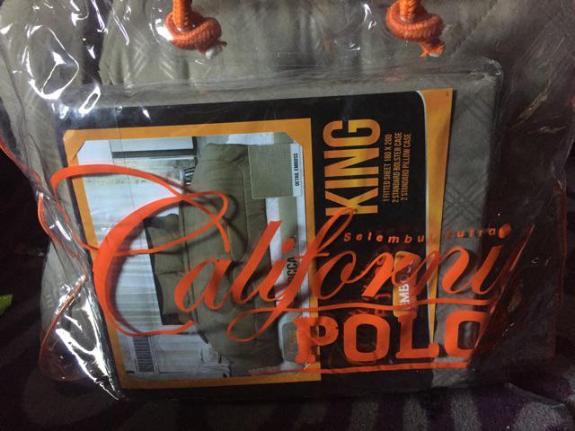 California Bedcover + Sprei Polos 180x200 Hitam Merah Biru Pink Black Orange Ungu - King 180 Bc