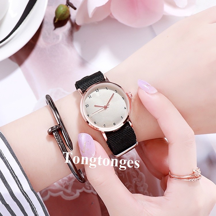 JAM TANGAN WANITA COUPLE GAYA KOREAN SIMPLE JAM FASHION MEN WOMEN RANTAI NYLON