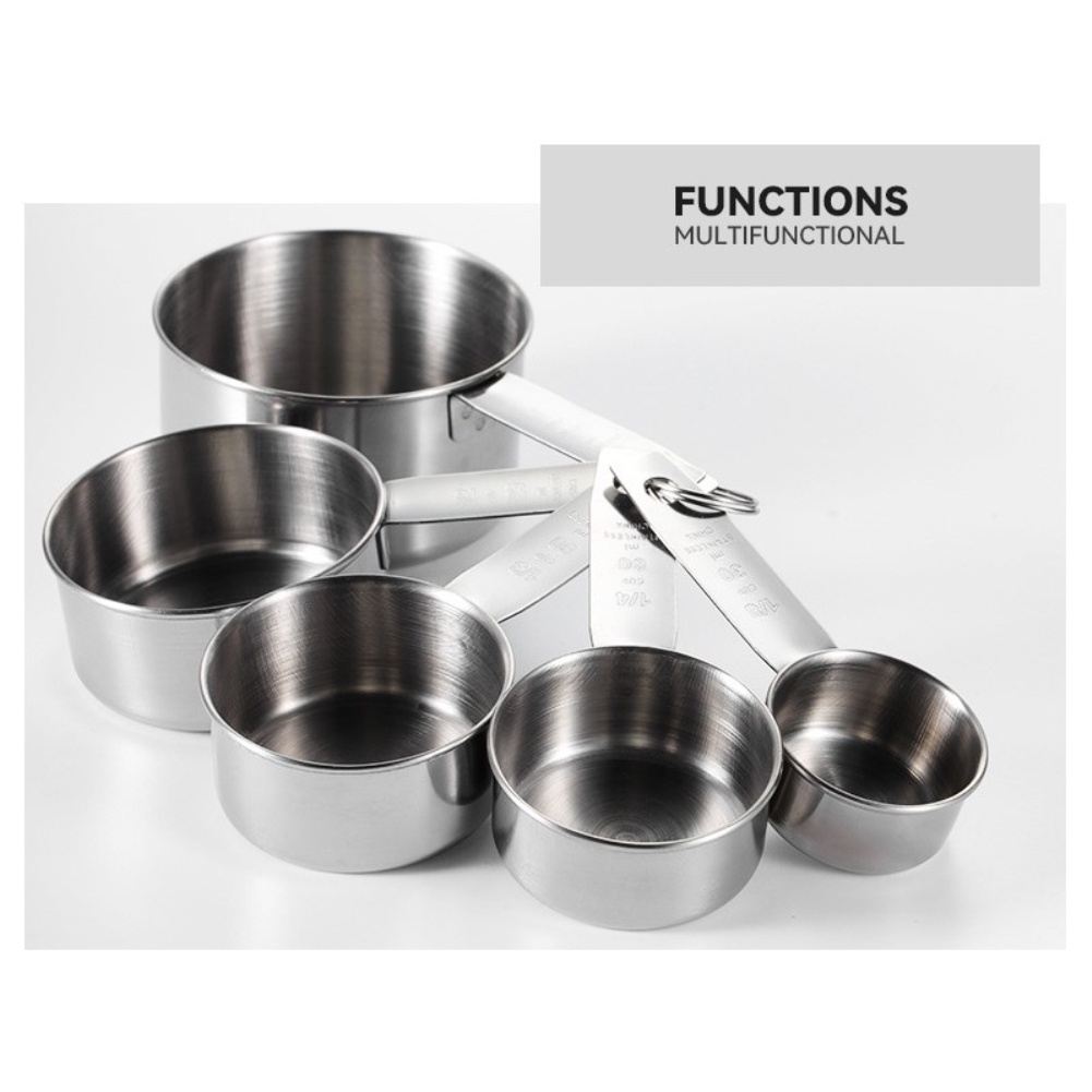 Set 5 Pcs Sendok Takar Bahan Stainless Steel 430 Untuk Baking