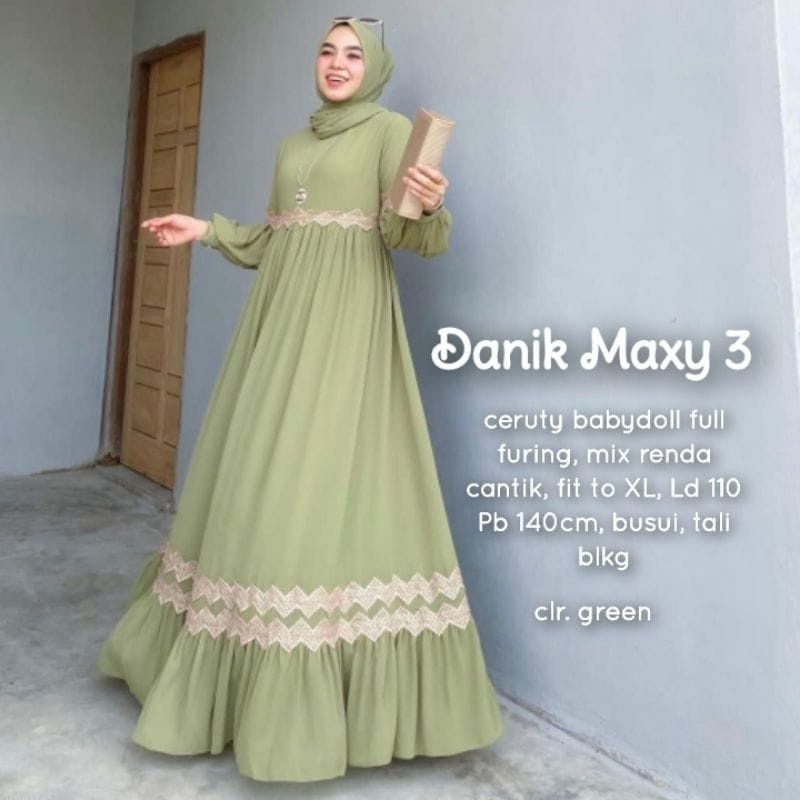 Danik maxy 3 / Kimiko Lace / maxy dress renda / gamis ceruti renda / gaun pesta / terbaru termurah