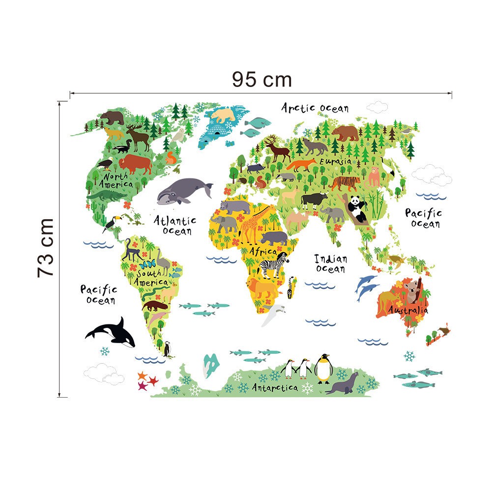 Reliza Wall Sticker Map Of The World Ocean Peta Dunia Stiker Dinding LDR037