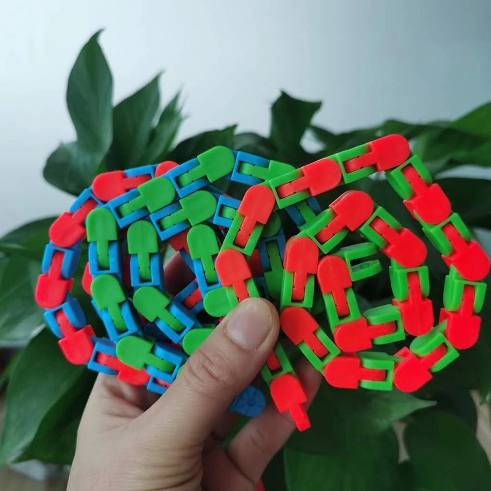 24 Links Tracks Folding toy / Snake Puzzles Classic Sensory Toy Wacky Tracks Snap and Click Fidget Decompression Toys Kids Toys