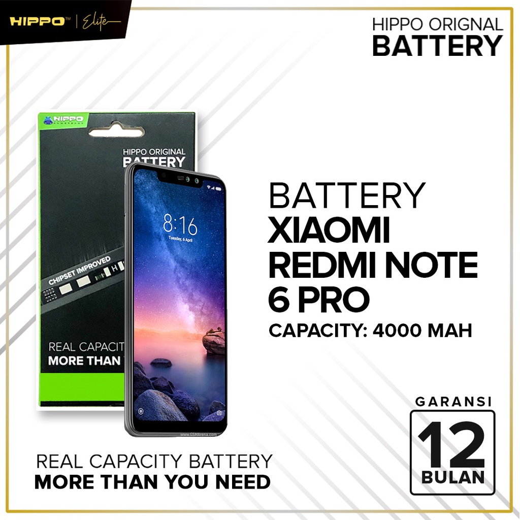 Hippo Baterai Xiaomi Redmi Note 5 | Redmi Note 5 Pro | Redmi Note 6 Pro BN45 / BN48 4000mAh Original Premium Battery Batu Batere Batre Batrai Handphone Garansi Resmi