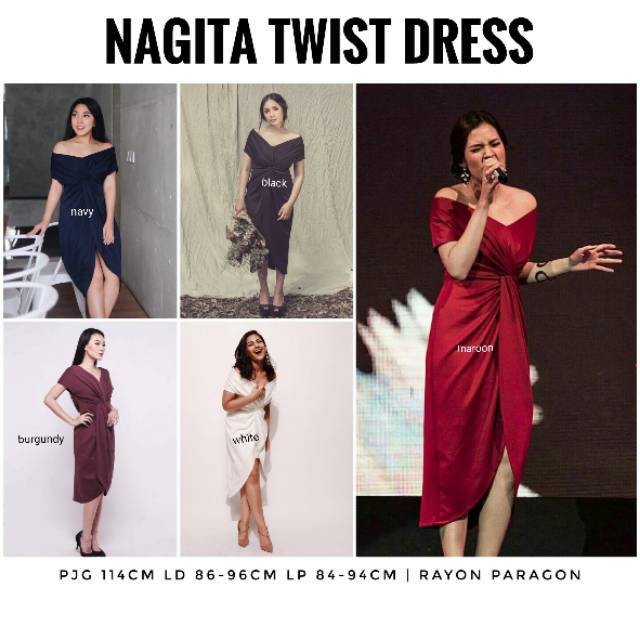NAGITA TWIST DRESS SAME AS NAGITA SLAVINA/ DRESS NAGITA BLACK DRESS BAJU PESTA SABRINA DRESS