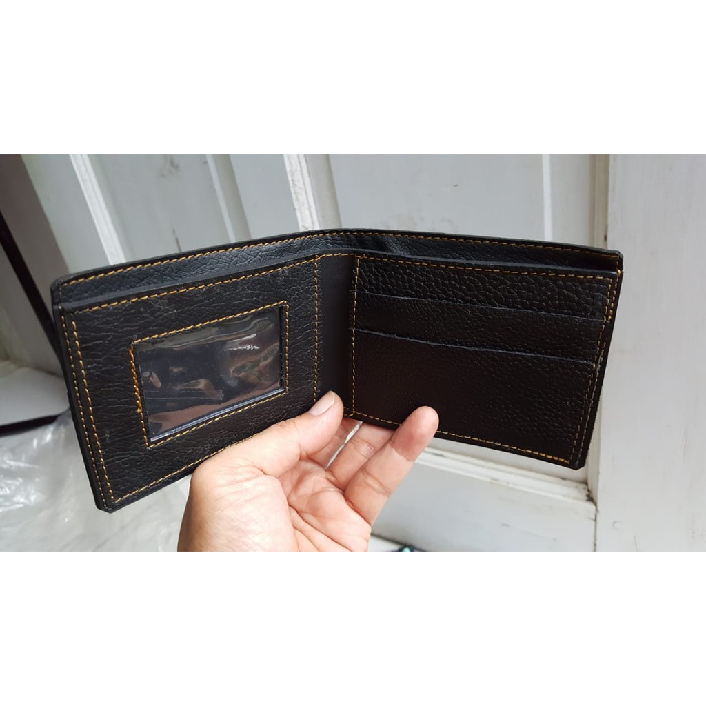 Dompet pria kulit serat kayu hitam/coklat/tan-5