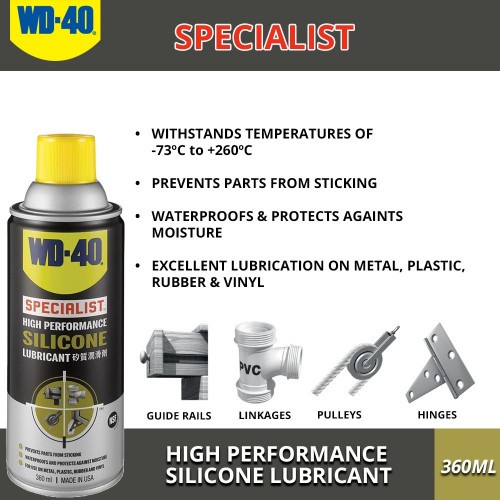 WD40 High Performance Silicone Lubricant Mencegah Karat Mobil Motor Power Window Karet Jendela